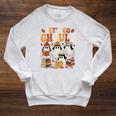 Let’s Go Ghouls Cozy Girly Ghosts Halloween Fall Book Lovers Raglan Sleeve Sweatshirt Heather Mustard