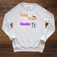 Librarian Halloween Trick Or Treat Bat & Books Raglan Sleeve Sweatshirt Heather Mustard