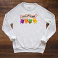 Librarian Let's All Go To The Library Cute Groovy Book Lover Raglan Sleeve Sweatshirt Heather Mustard