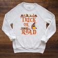 Librarian Trick Or Read Library Event Halloween Book Lovers Raglan Sleeve Sweatshirt Heather Mustard