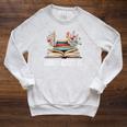 Library Assistant Messy Bun Library Book Reader Raglan Sleeve Sweatshirt Heather Mustard