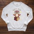 Library Squad Book Owl Wisdom Nerd Librarian Club Raglan Sleeve Sweatshirt Heather Mustard