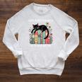 Life Is Better With Cats And Books Cute Cat Lover Raglan Sleeve Sweatshirt Heather Mustard