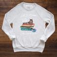 Life Is Better With Coffee Cats And Books For Cats Lover Raglan Sleeve Sweatshirt Heather Mustard