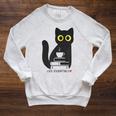 Life Essentials Witty Grungy Noisy Book Tea And Cat Raglan Sleeve Sweatshirt Heather Mustard