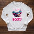I Lift So I Can Carry More Books Reader Gym Book Lover Raglan Sleeve Sweatshirt Heather Mustard