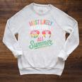 Most Likely To Read Books All Summer Break Beach Readers Raglan Sleeve Sweatshirt Heather Mustard