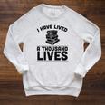 I Have Lived A Thousand Lives Trendy Book Reading Literary Raglan Sleeve Sweatshirt Heather Mustard