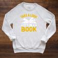 Take A Look It's In A Book Raglan Sleeve Sweatshirt Heather Mustard