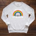 Take A Look It's In A Book Rainbow Reading Literary Raglan Sleeve Sweatshirt Heather Mustard