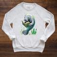 Manatee Reading Book Matching Bookworm Librarian Books Lover Raglan Sleeve Sweatshirt Heather Mustard