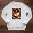 Melanin Queen Afro WomenEducated Reading Book History Raglan Sleeve Sweatshirt Heather Mustard