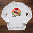 Merry Christmas Retro Vintage Pugmas Pug Reading Books Raglan Sleeve Sweatshirt Heather Mustard