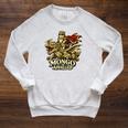Mongo Is Appalled Princess Cat Riding Dinosaur Book Lover Raglan Sleeve Sweatshirt Heather Mustard