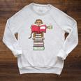 Monkey Reading Books And Drinking Tea Raglan Sleeve Sweatshirt Heather Mustard Monkey Reading Books And Drinking Tea Raglan Sleeve Sweatshirt Heather Mustard