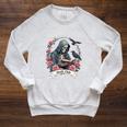 Morally Grey Book Club Gothic Skeleton And Raven Vintage Premium Tri-Blend Raglan Sleeve Sweatshirt Heather Mustard