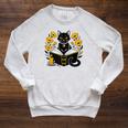 Mystic Cat With Spell Book Candle Flowers Witchcore Men Women Kids Raglan Sleeve Sweatshirt Heather Mustard Mystic Cat With Spell Book Candle Flowers Witchcore Men Women Kids Raglan Sleeve Sweatshirt Heather Mustard
