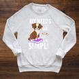 My Needs Are Simple Dog Coffee Books Humor Raglan Sleeve Sweatshirt Heather Mustard