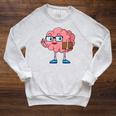 Nerd Brain With Book And Glasses Raglan Sleeve Sweatshirt Heather Mustard