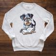 Nerdy Schnauzer Dog Book Lover Glasses Cute Pet For Men Women Kids Raglan Sleeve Sweatshirt Heather Mustard