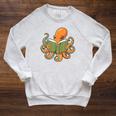 Octopus Reading Book Bookworm Librarian Women Men Kids Raglan Sleeve Sweatshirt Heather Mustard