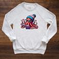 Octopus Reading Book Kraken Book Lover Raglan Sleeve Sweatshirt Heather Mustard