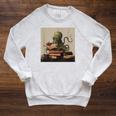Octopus Reads a Book Book Lovers Raglan Sleeve Sweatshirt Heather Mustard