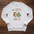 Oh What Fun It Is To Read Christmas Tree Book Lover Groovy Raglan Sleeve Sweatshirt Heather Mustard