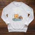 Orange Cat Reading Book 67 Six Seven Meme Raglan Sleeve Sweatshirt Heather Mustard