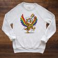Owl With Pride Flag Book Lover Rainbow Library Raglan Sleeve Sweatshirt Heather Mustard