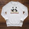 Panda Bear Books Reading Library Saying Raglan Sleeve Sweatshirt Heather Mustard