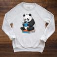 Panda With Glasses Reading Book Librarian Panda Raglan Sleeve Sweatshirt Heather Mustard Panda With Glasses Reading Book Librarian Panda Raglan Sleeve Sweatshirt Heather Mustard