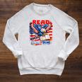 Patriotic Eagle Reading Book Read Blue Since 1776 Raglan Sleeve Sweatshirt Heather Mustard