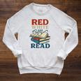 Patriotic Red & Read 4th Of July Book Lover Librarian Raglan Sleeve Sweatshirt Heather Mustard