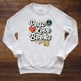 Peace Love Books Cute Retro Reading Graphic Raglan Sleeve Sweatshirt Heather Mustard