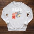 Pig Elephant Reading Cute Book Lover Bookworm Boys Girls Kid Raglan Sleeve Sweatshirt Heather Mustard