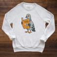 Pigeon Reading Book Bird Joke Humor Premium Tri-Blend Raglan Sleeve Sweatshirt Heather Mustard