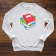 Pile Of Books Stack Of Books Costume Raglan Sleeve Sweatshirt Heather Mustard