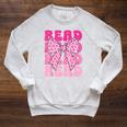 Pink Leopard Read Coquette Bow Girls Retro Groovy Reading Raglan Sleeve Sweatshirt Heather Mustard Pink Leopard Read Coquette Bow Girls Retro Groovy Reading Raglan Sleeve Sweatshirt Heather Mustard