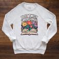 Plot Twist I’m Pregnant Book Lover Announcement Raglan Sleeve Sweatshirt Heather Mustard