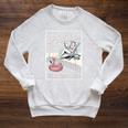 Poolside Reading Club Books Flamingo Swim Pool Inflatable Raglan Sleeve Sweatshirt Heather Mustard