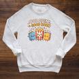 Pop Open A Good Book For School Librarian Popcorn Raglan Sleeve Sweatshirt Heather Mustard