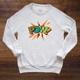 POW Colorful Comic Book Pop Art Fun Superhero Raglan Sleeve Sweatshirt Heather Mustard
