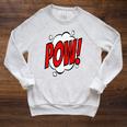 POW Comic Art Book Superhero Bubble Cartoon T-Shirt Raglan Sleeve Sweatshirt Heather Mustard