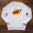 POW Comic Book Cartoon Pop Art Comfort Colors Crop Top Raglan Sleeve Sweatshirt Heather Mustard