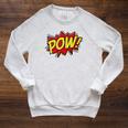 POW Comic Book Font Action Hero BAM BANG BOOM POW Raglan Sleeve Sweatshirt Heather Mustard POW Comic Book Font Action Hero BAM BANG BOOM POW Raglan Sleeve Sweatshirt Heather Mustard