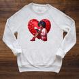 Pretty Girl With Book And Hearts For Valentine's Day Raglan Sleeve Sweatshirt Heather Mustard