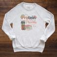 Protein And Proverbs Protein Workout Book Lover Gym Raglan Sleeve Sweatshirt Heather Mustard