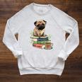 Pug Dog Reading Book Coffee Read Books Be Kind Stay Weird Raglan Sleeve Sweatshirt Heather Mustard Pug Dog Reading Book Coffee Read Books Be Kind Stay Weird Raglan Sleeve Sweatshirt Heather Mustard