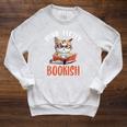 Purr-Fectly Bookish Cats And Books Raglan Sleeve Sweatshirt Heather Mustard